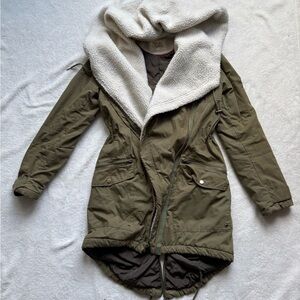 Thread & Supply Olive Utility Jacket with Cream Fleece Lining